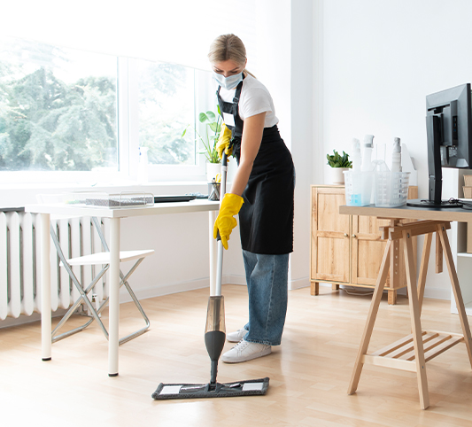 Carpet cleaning service woman